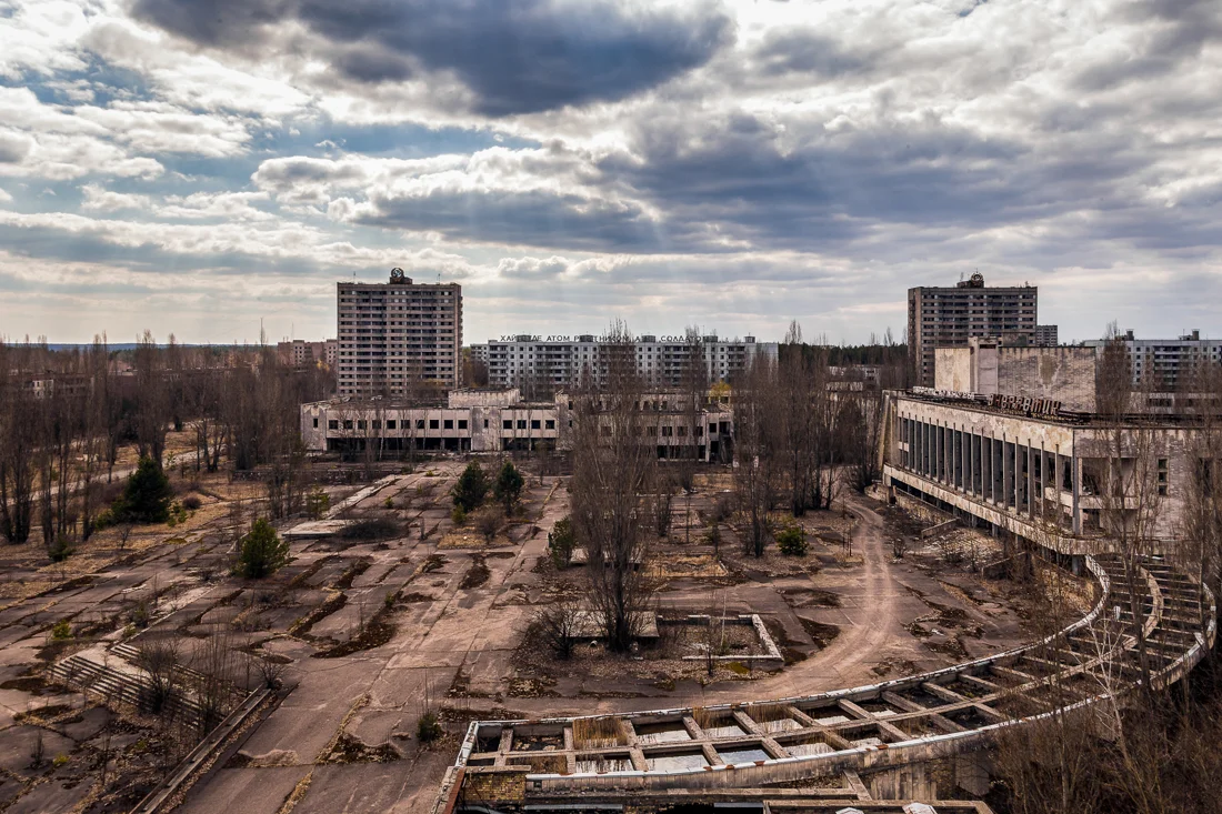 The Palace of Culture in the Spring of 2015 - shot from the roof of Hotel Polissya. Shot 2015.