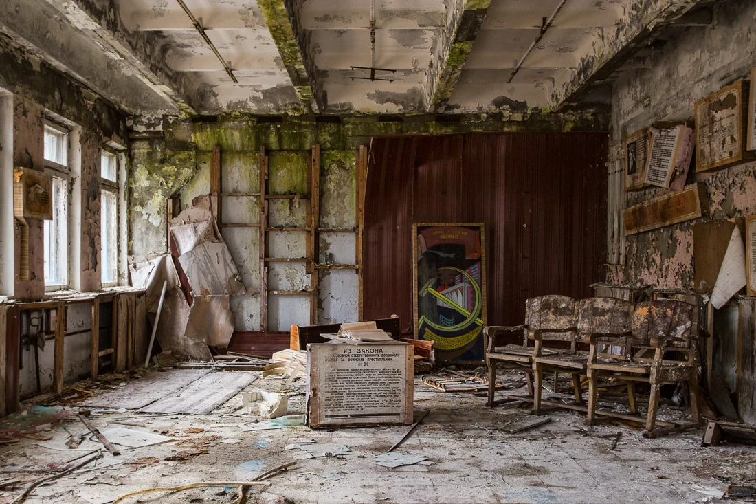 The control room and building has some of the best photographs in Chernobyl. Shot 2015.