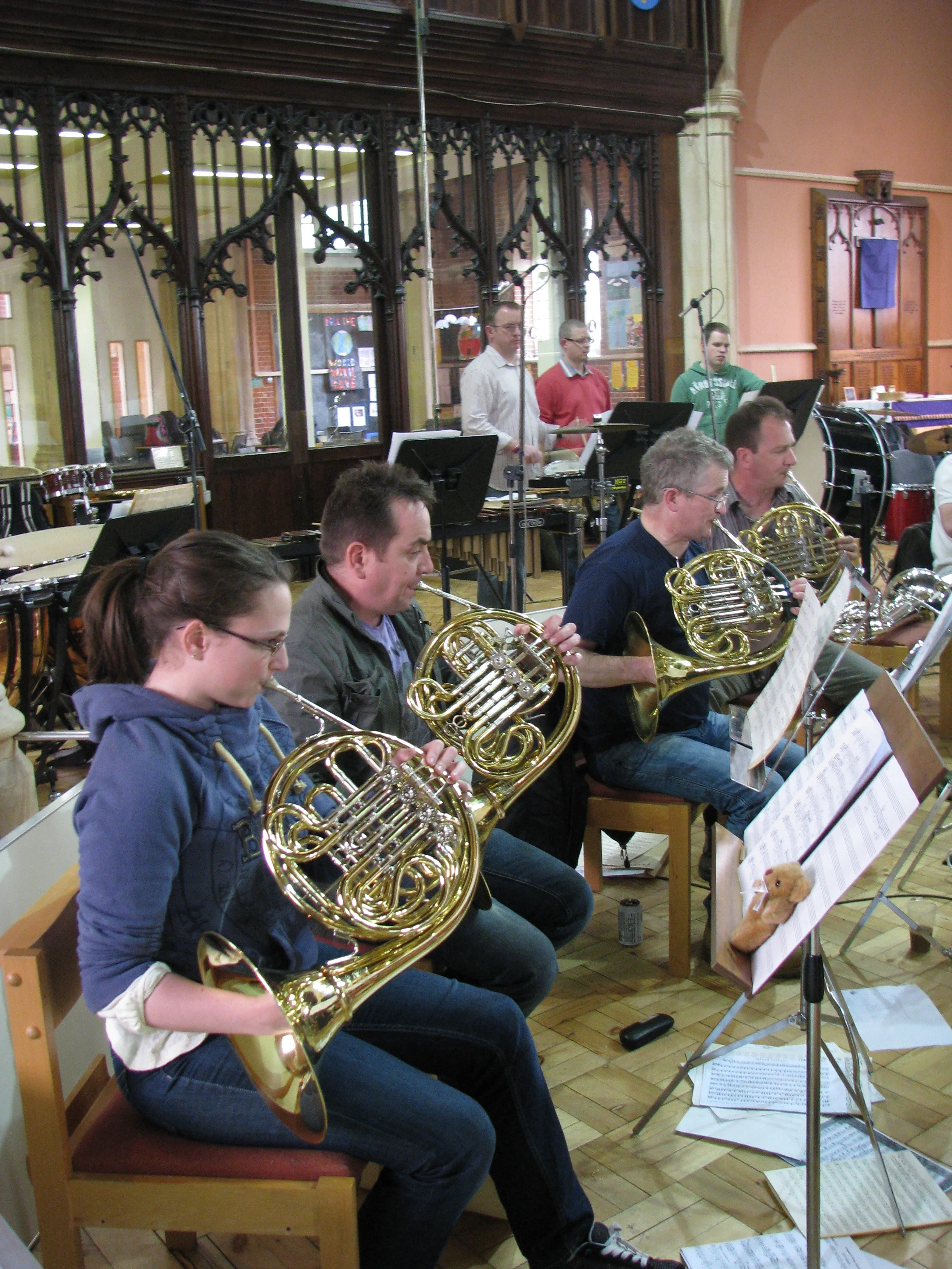 Coldstream horns with former pupil Rachel Leaf nearest to camera