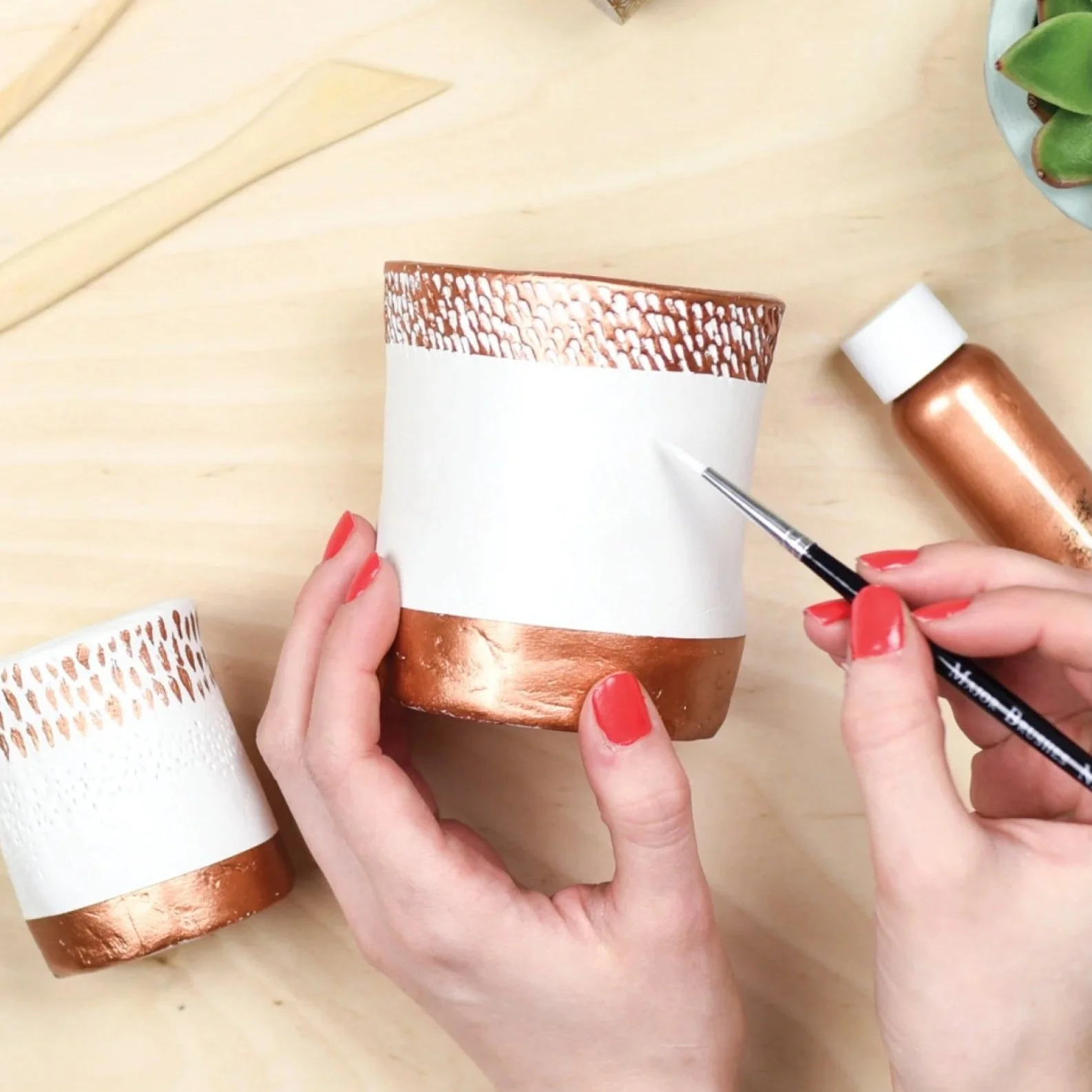Copper Air Dry Clay Pots