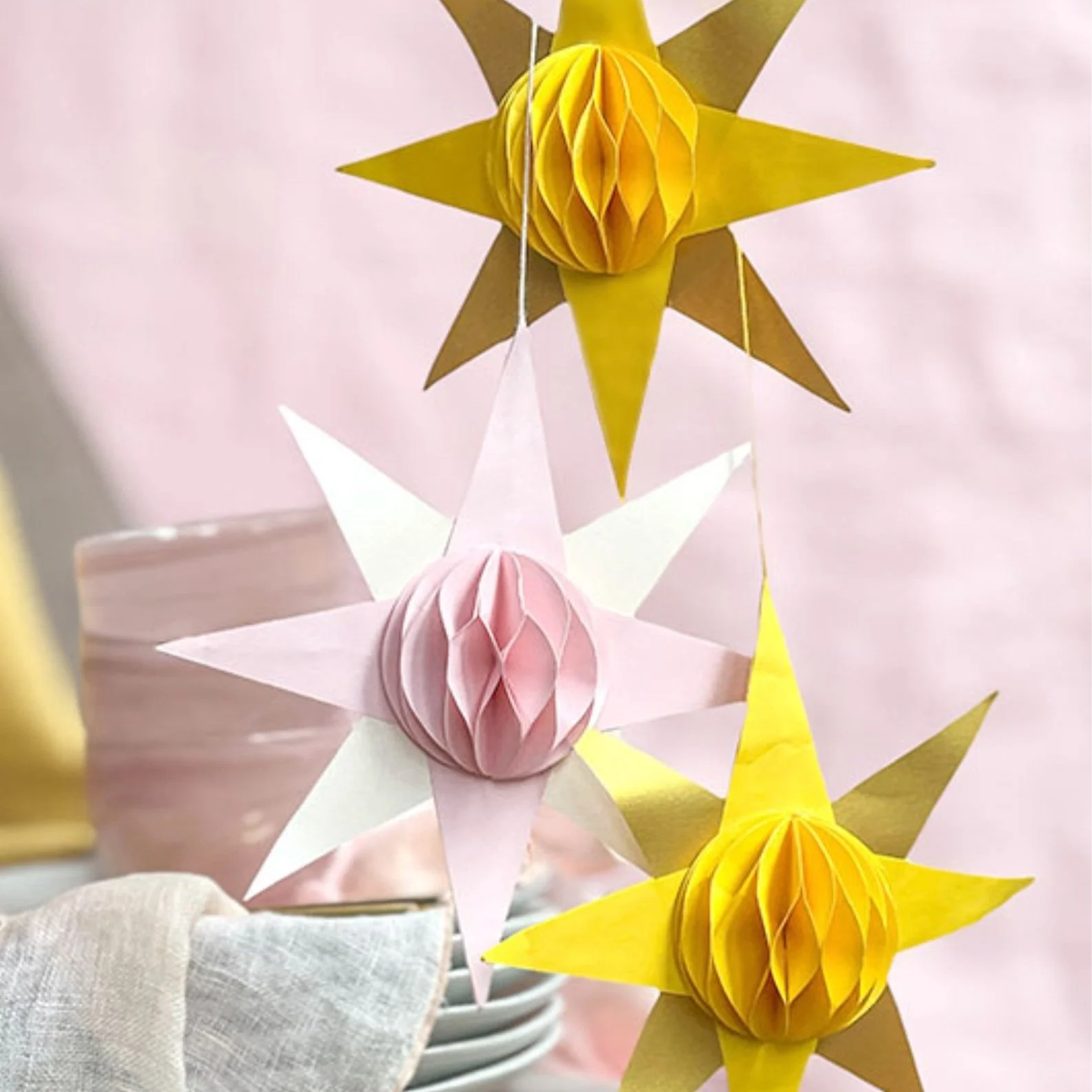 Frosted Paper Honeycomb Suns