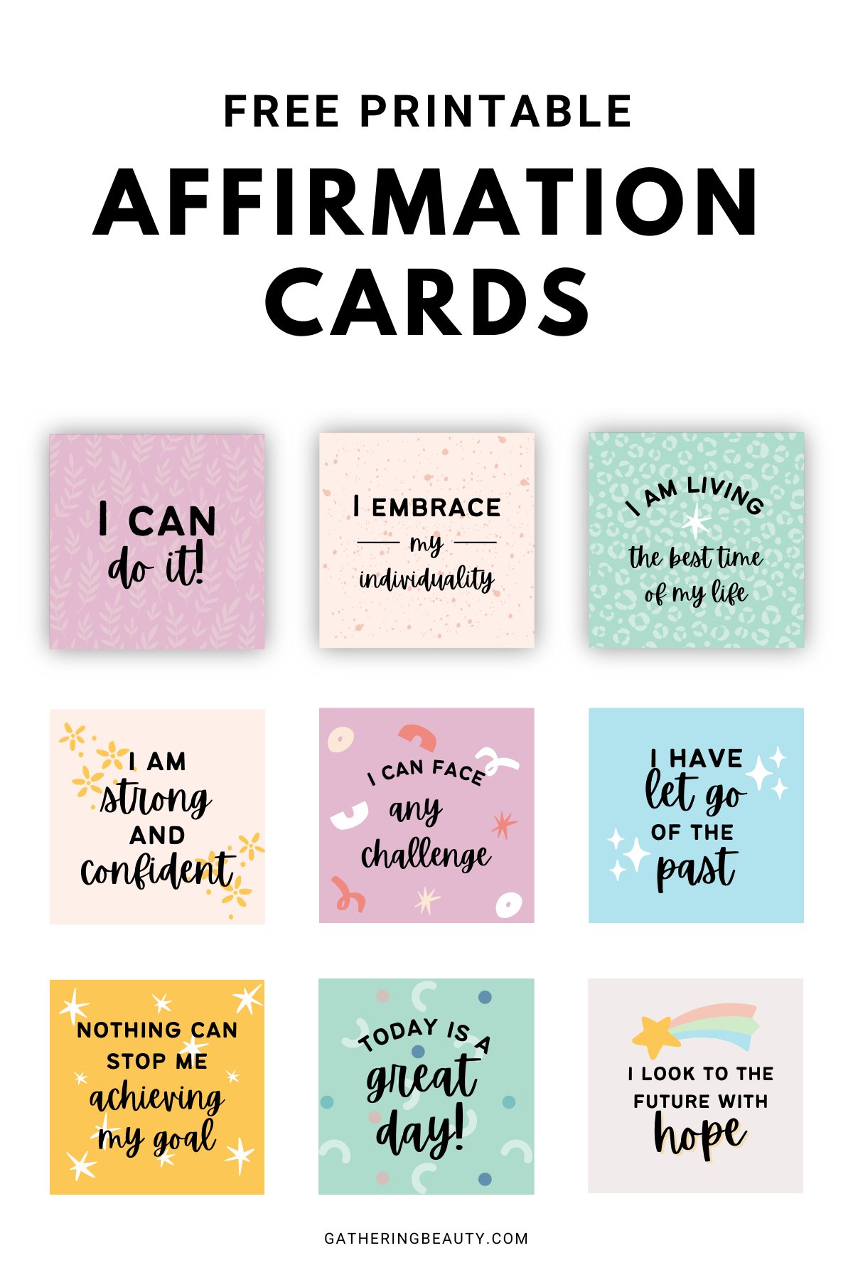 Vision Board Confidence Affirmation Cards Goal Cards 