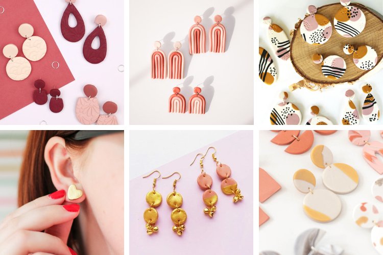 DIY: embossing stamp for clay, gold polymer clay earrings