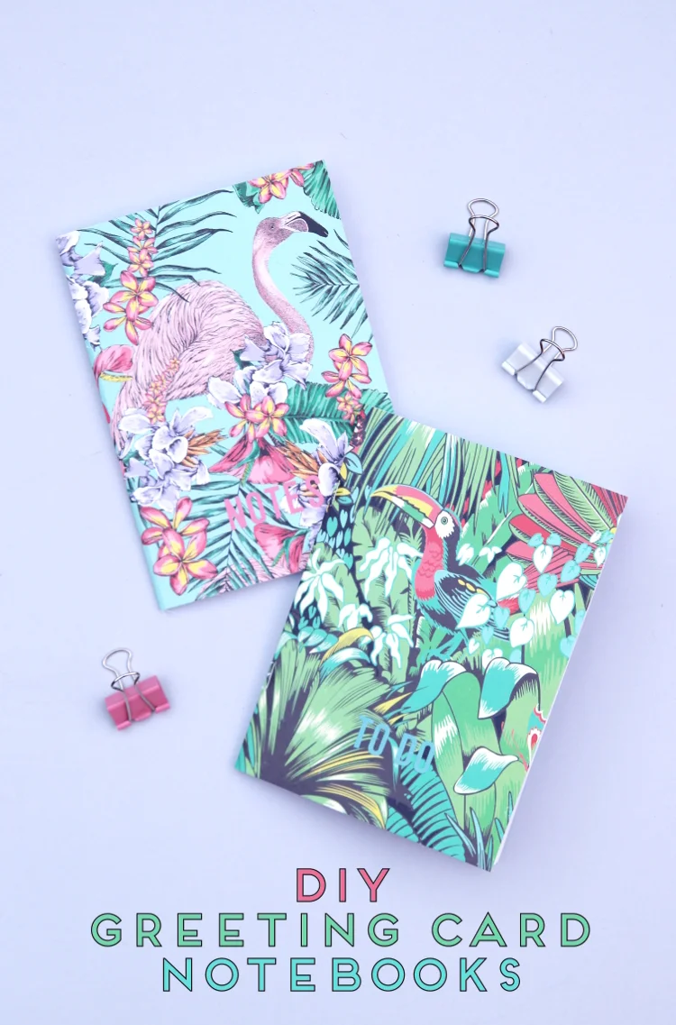 HOW TO MAKE NOTEBOOKS USING GREETINGS CARDS.