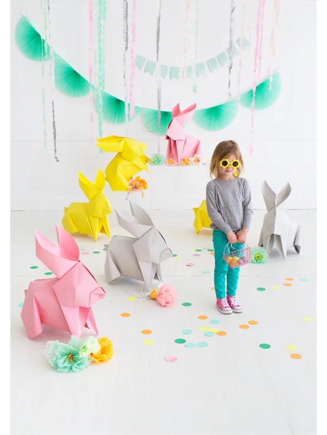 GIANT DIY ORIGAMI BUNNIES.