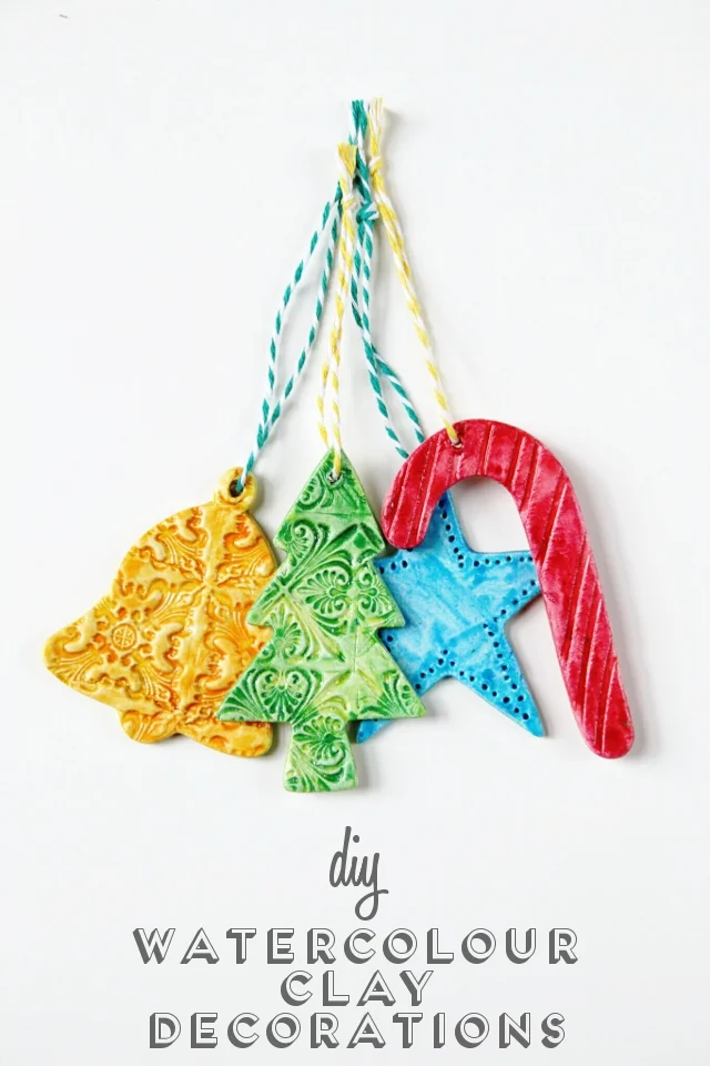 Watercolour Clay Christmas Decorations