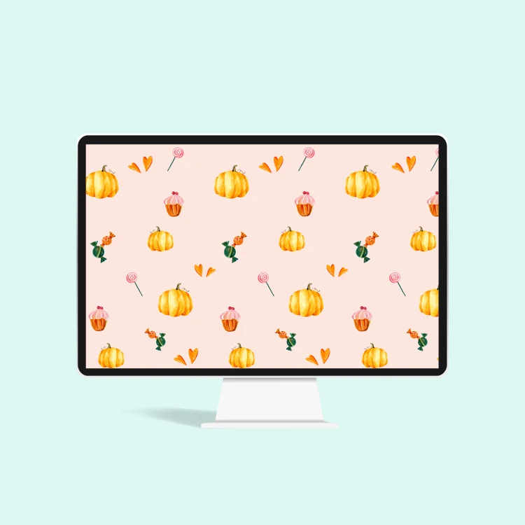 Free pretty pastel pumpkins and sweet treats Halloween desktop wallpaper #desktopwallpaper #freedownload #freewallpaper #halloween #prettypastels #cupcake #phonewallpaper #gatheringbeauty