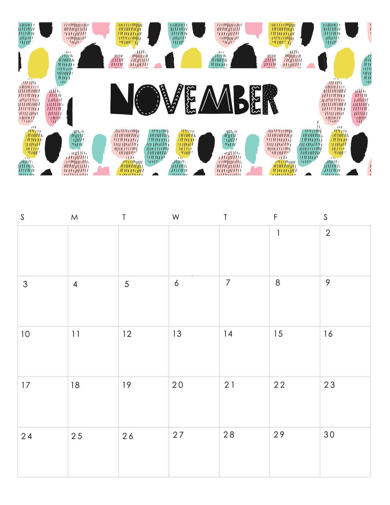free-printable-abstract-patterned-calendar-2019-NOVEMBER.JPG