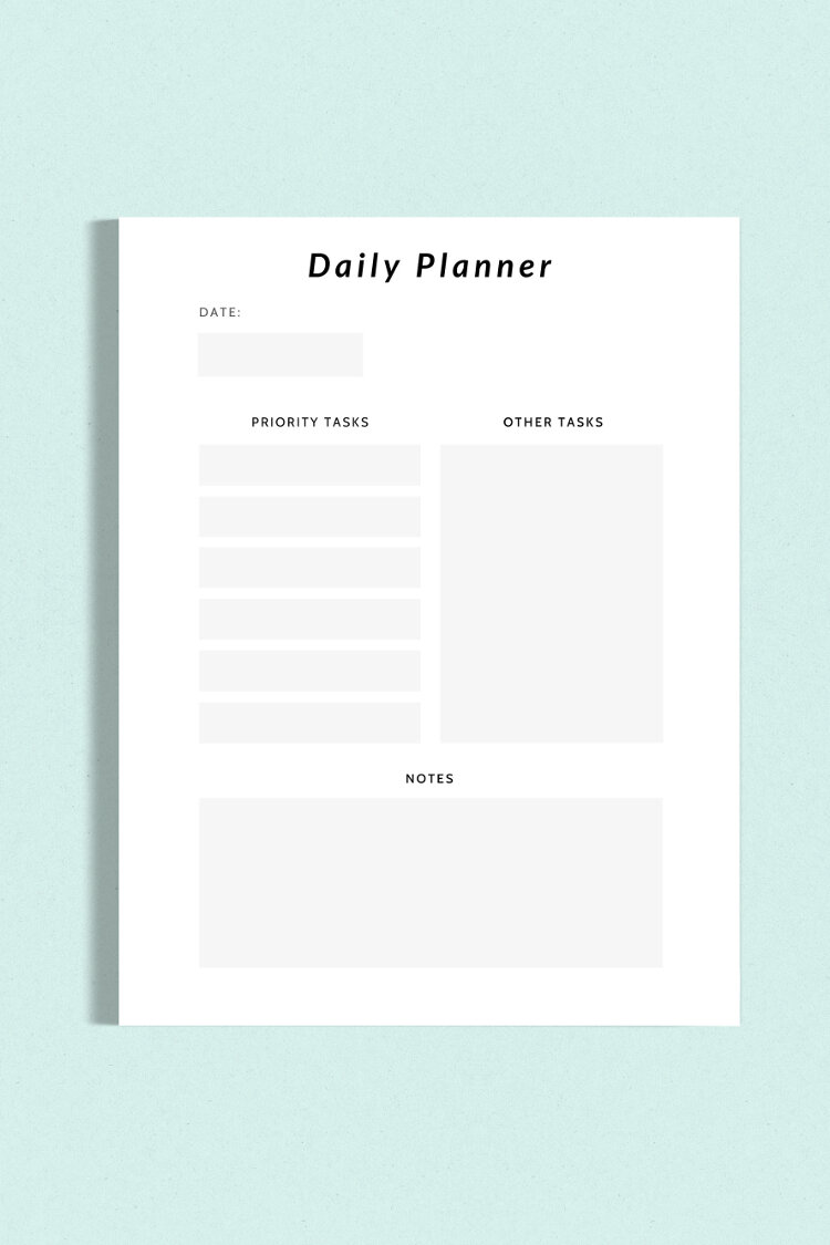Undated Daily Planner Instant Download Printable PDF Minimalistic 