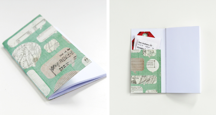 how to make a stitched DIY notebook with pocket in the cover
