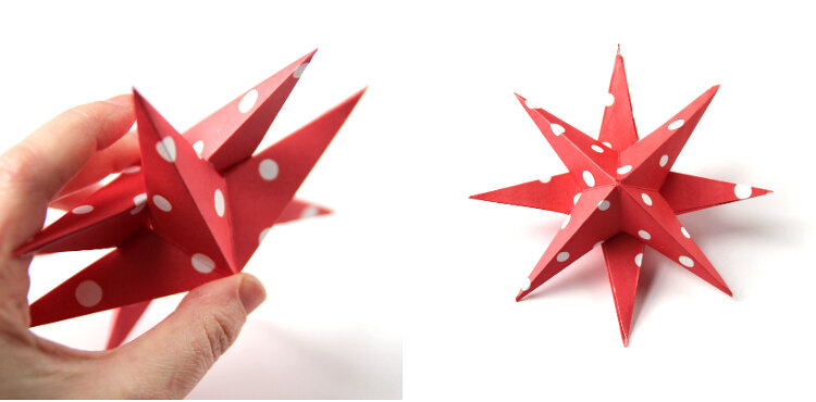3D Paper Star Kirigami - Red Ted Art - Easy Christmas Crafts