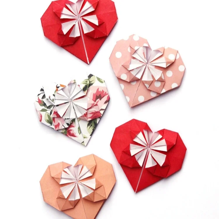 origami blossom flower hearts