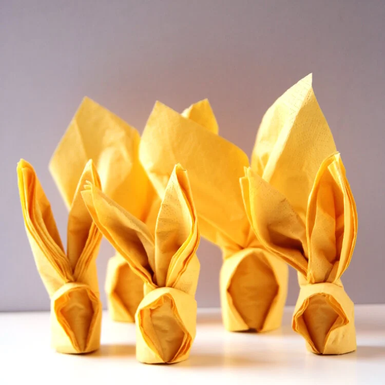DIY folded napkin bunny rabbits