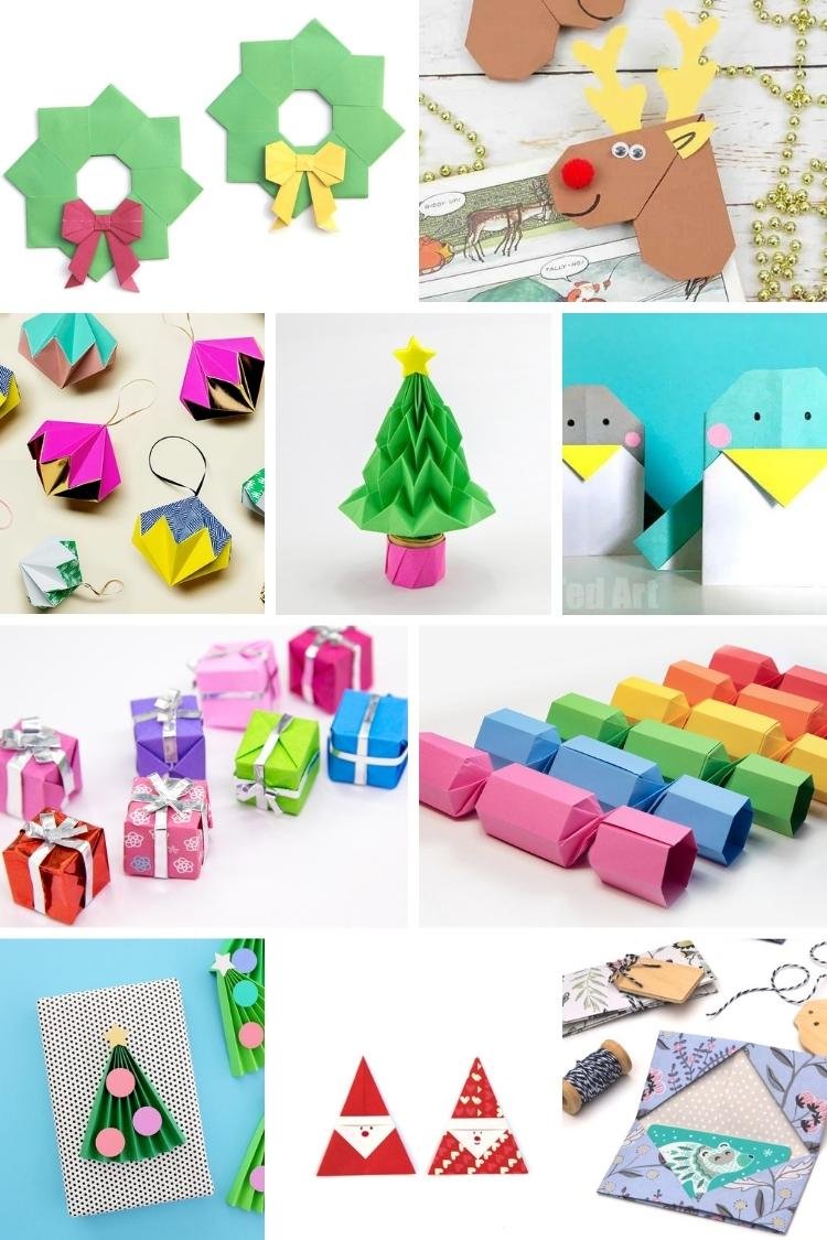 collage of origami christmas ideas
