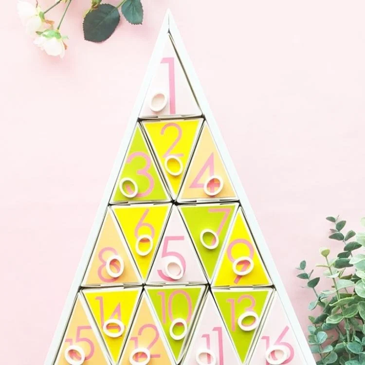 triangle box with numbered triangle drawers