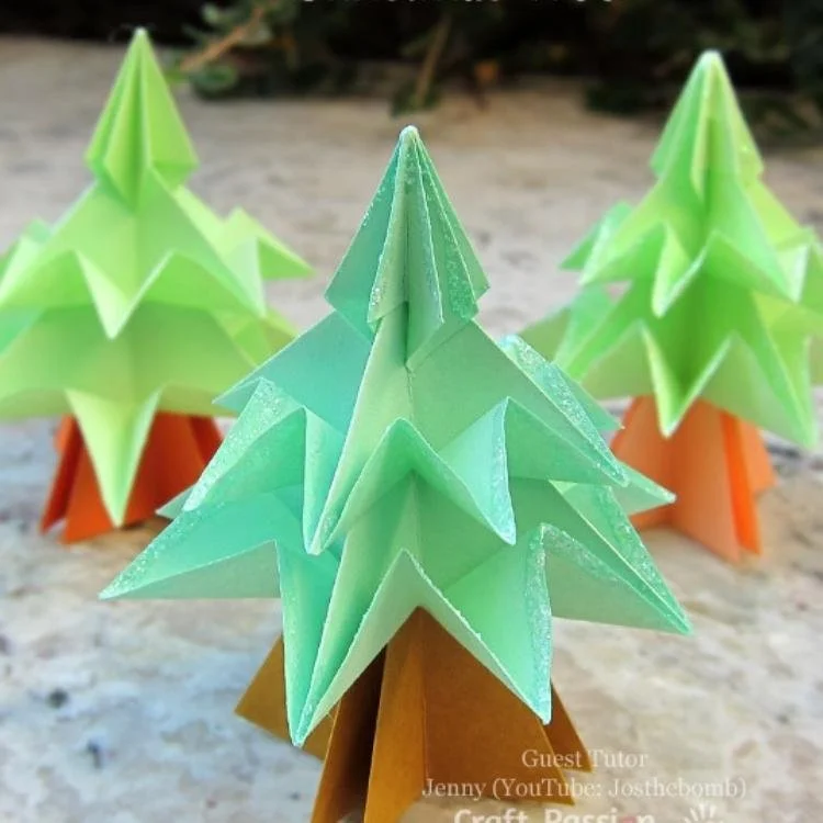 three 3D christmas trees