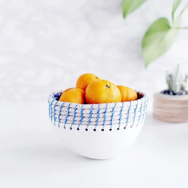clay bowl with cord wrapped top