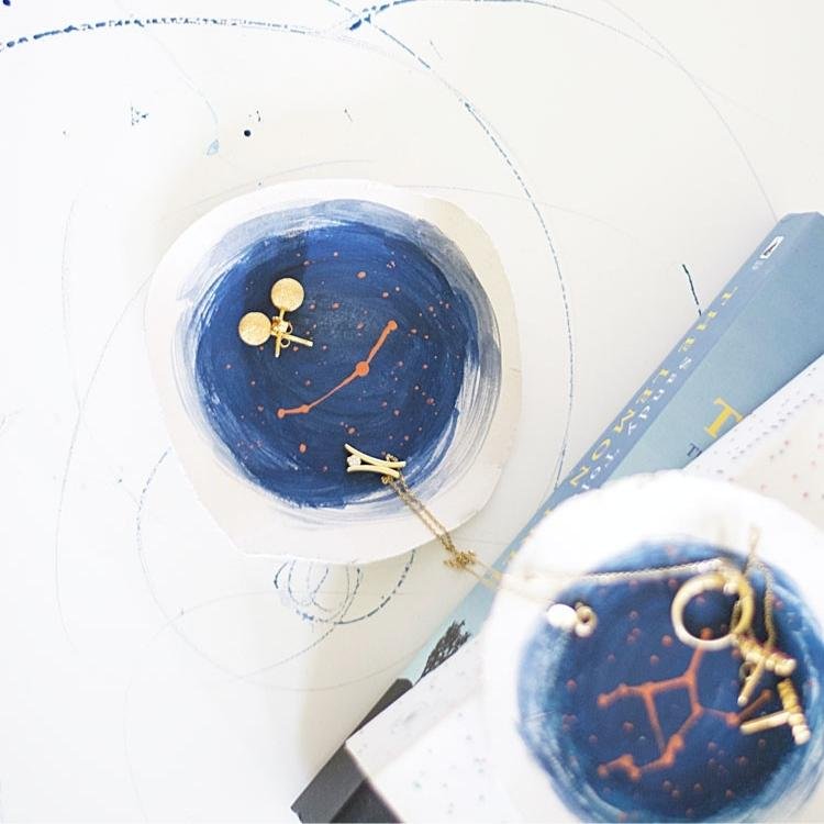 constellation painted air dry clay bowls