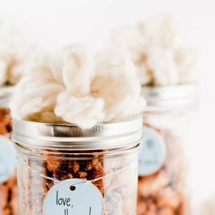 finger knit box on top of jar