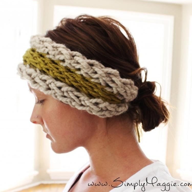 women wearing knitted ear warmer
