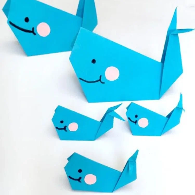 Blue paper whales.