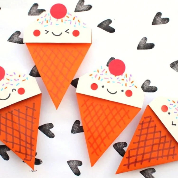 Origami ice cream cones.
