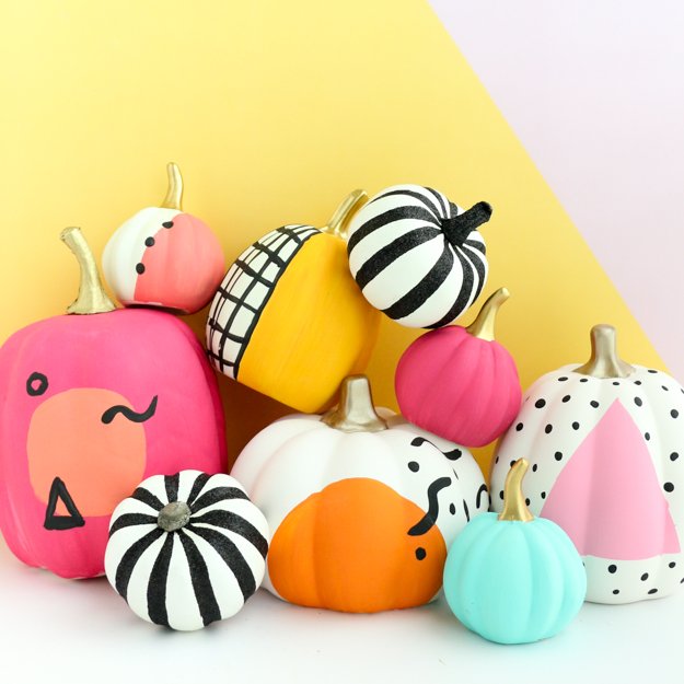 Colourful pumpkins in a pile.