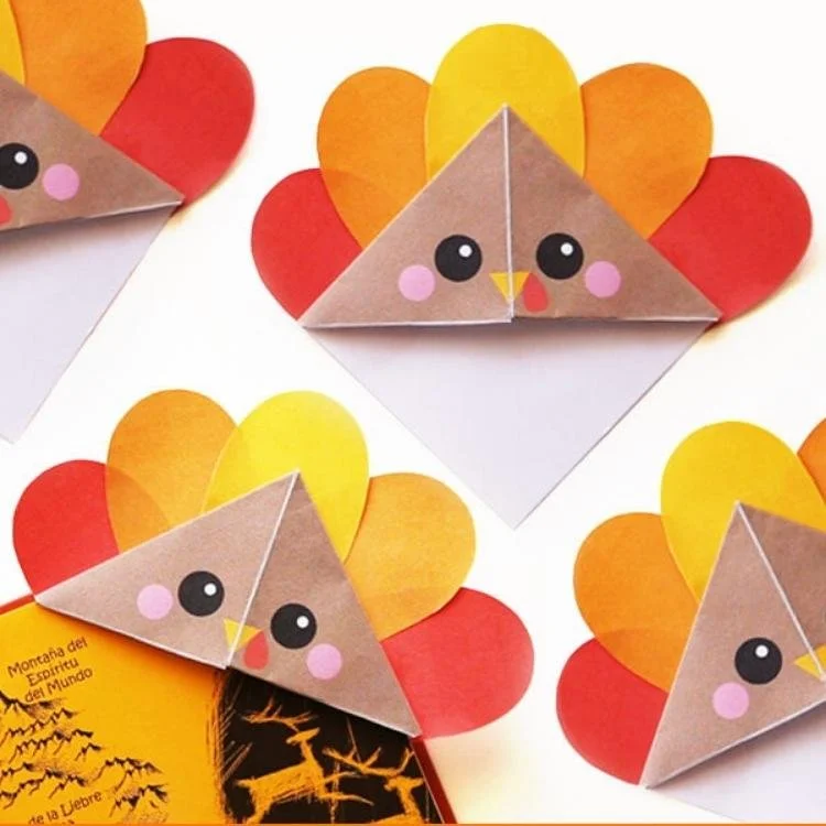 Origami turkey corner bookmarks.