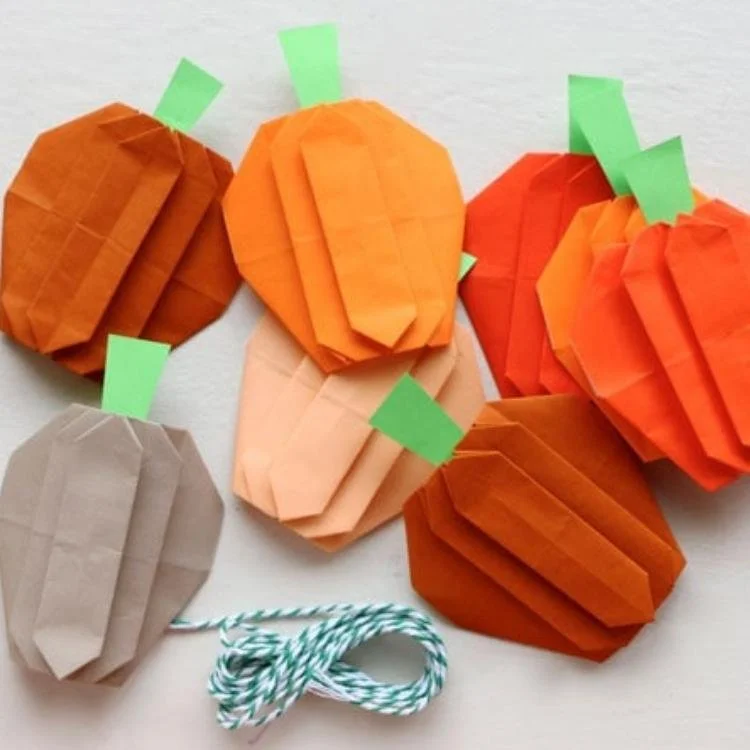 Thanksgiving origami pumpkins.