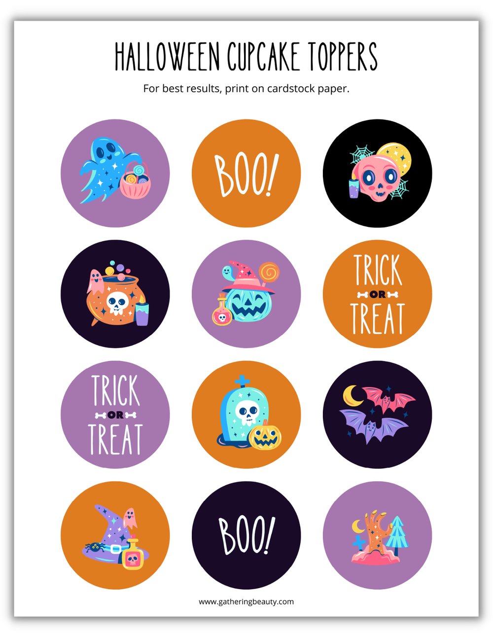 Halloween Cupcake Toppers Free Printable — Gathering Beauty