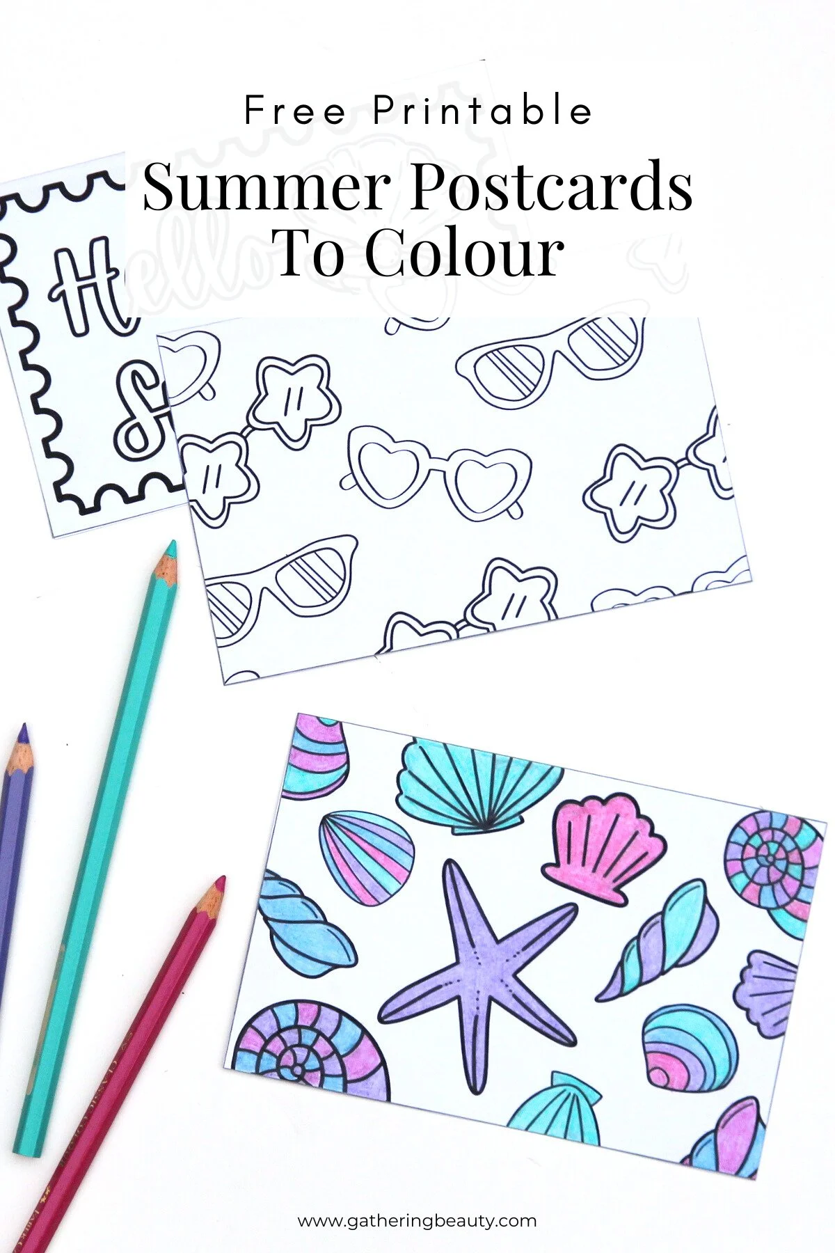 Free Printable Summer Colouring Postcards