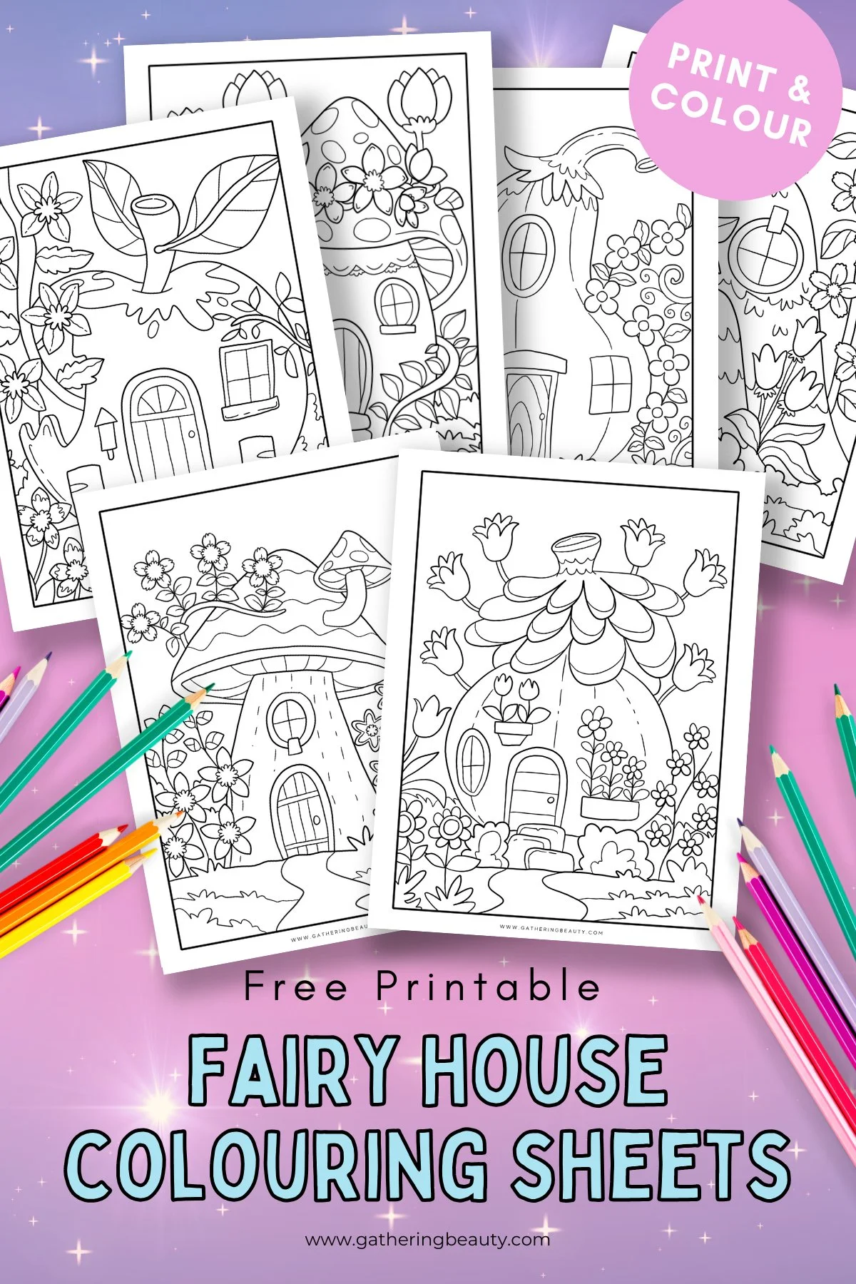 Cute Fairy House Colouring Pages
