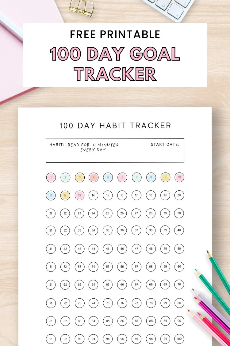 Free Printable 100 Day Goal Tracker