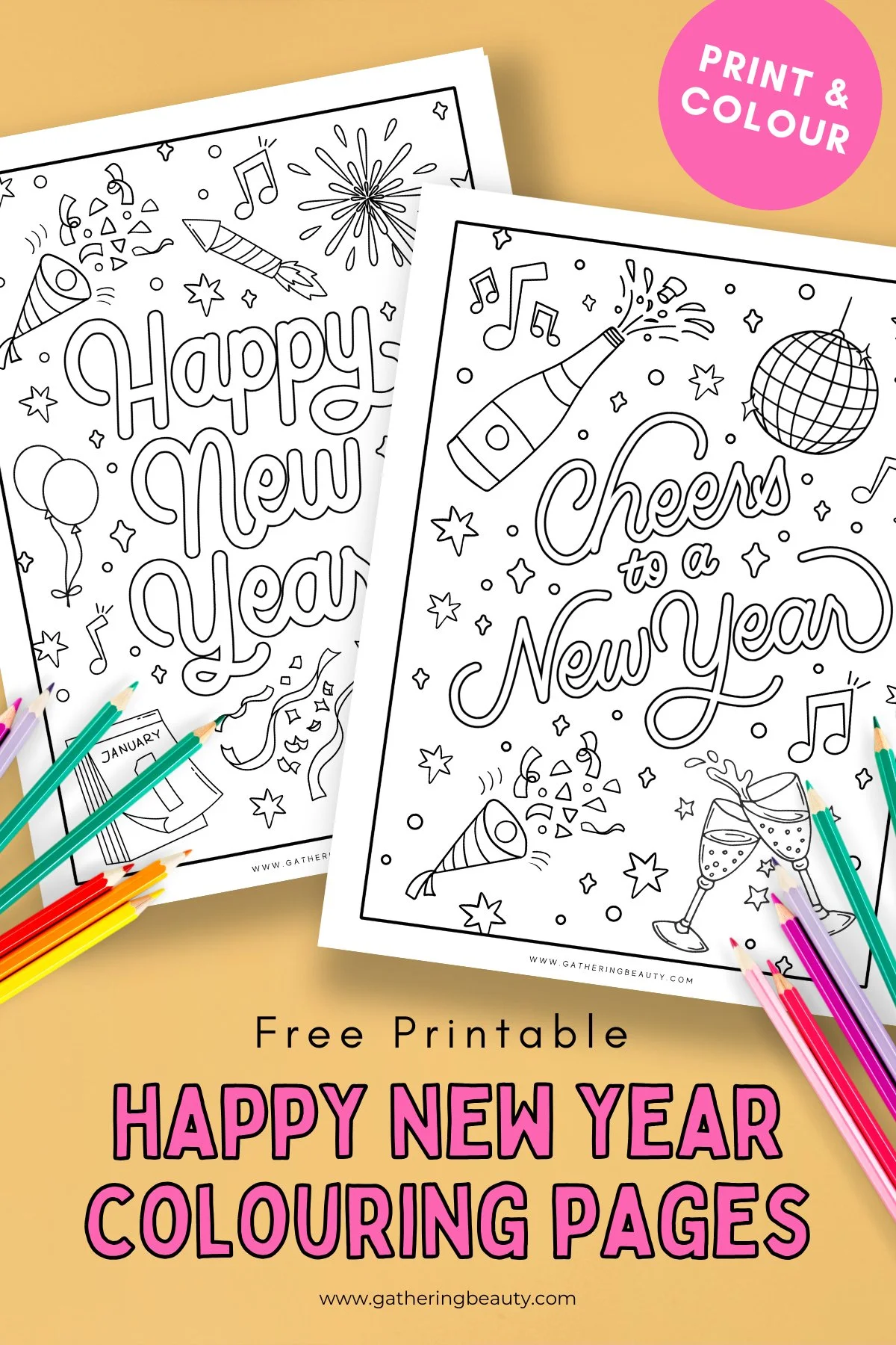Free Printable Happy New Year Colouring Pages