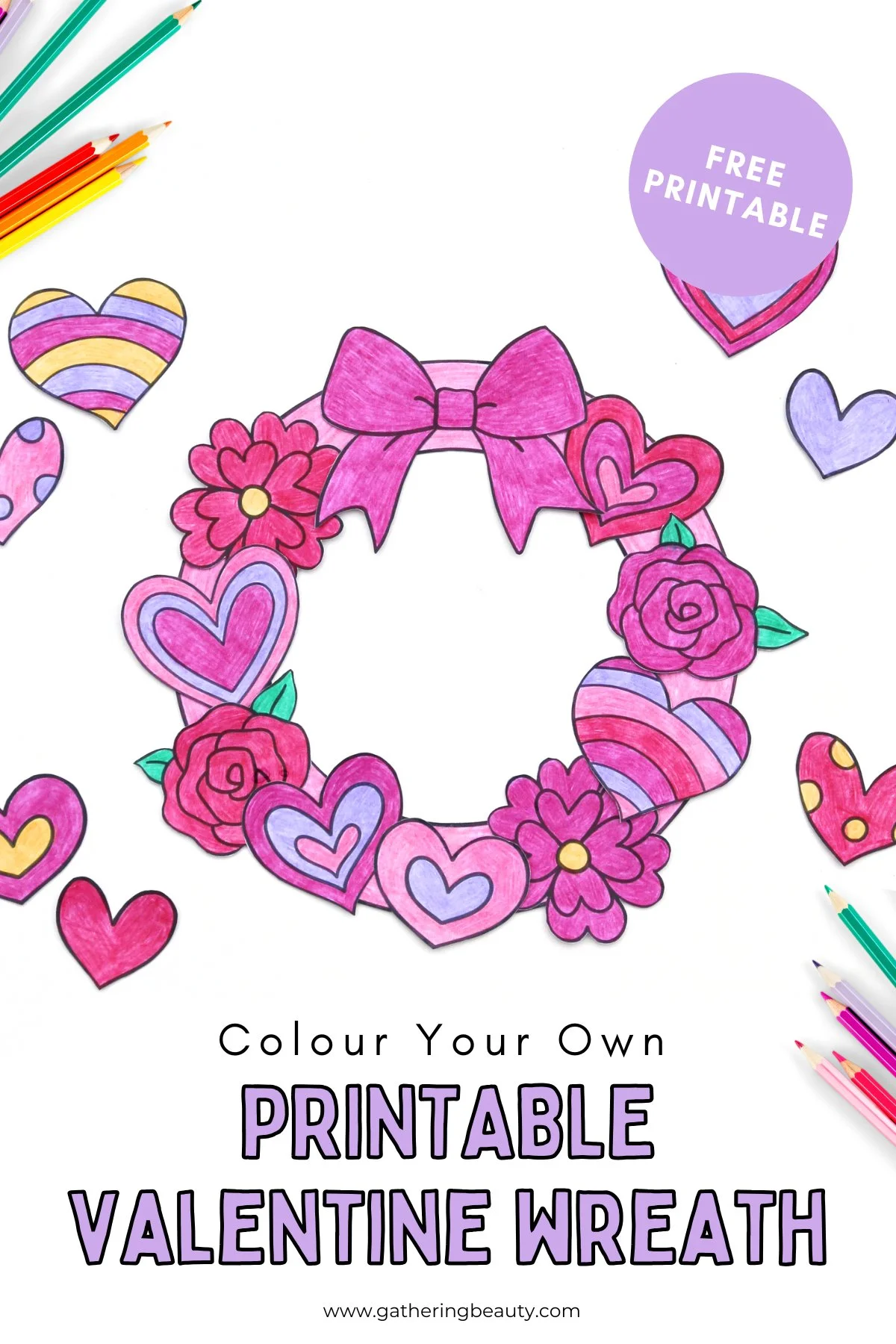 Free Printable Valentine's Wreath