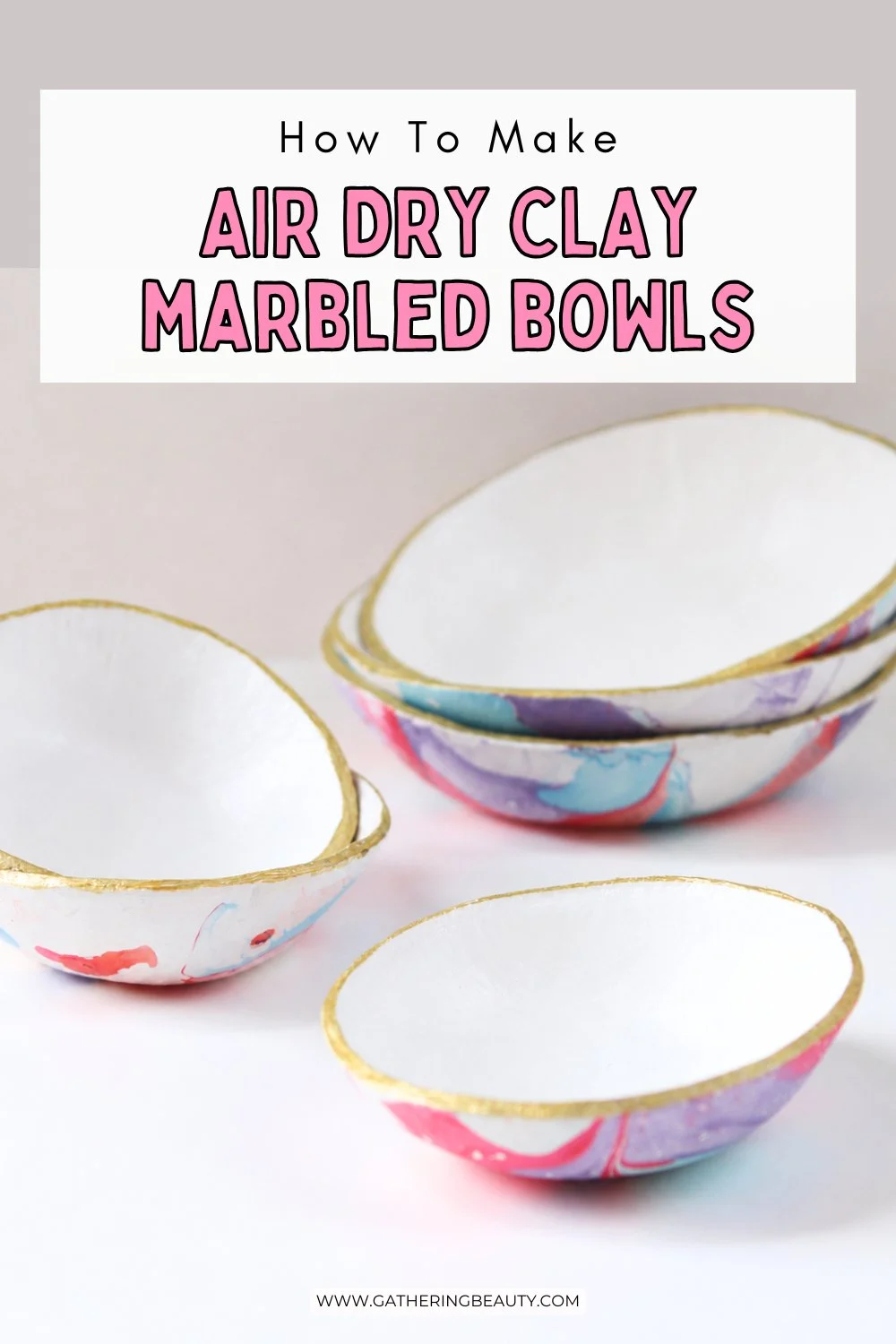 DIY Air Dry Clay Marbled Bowls