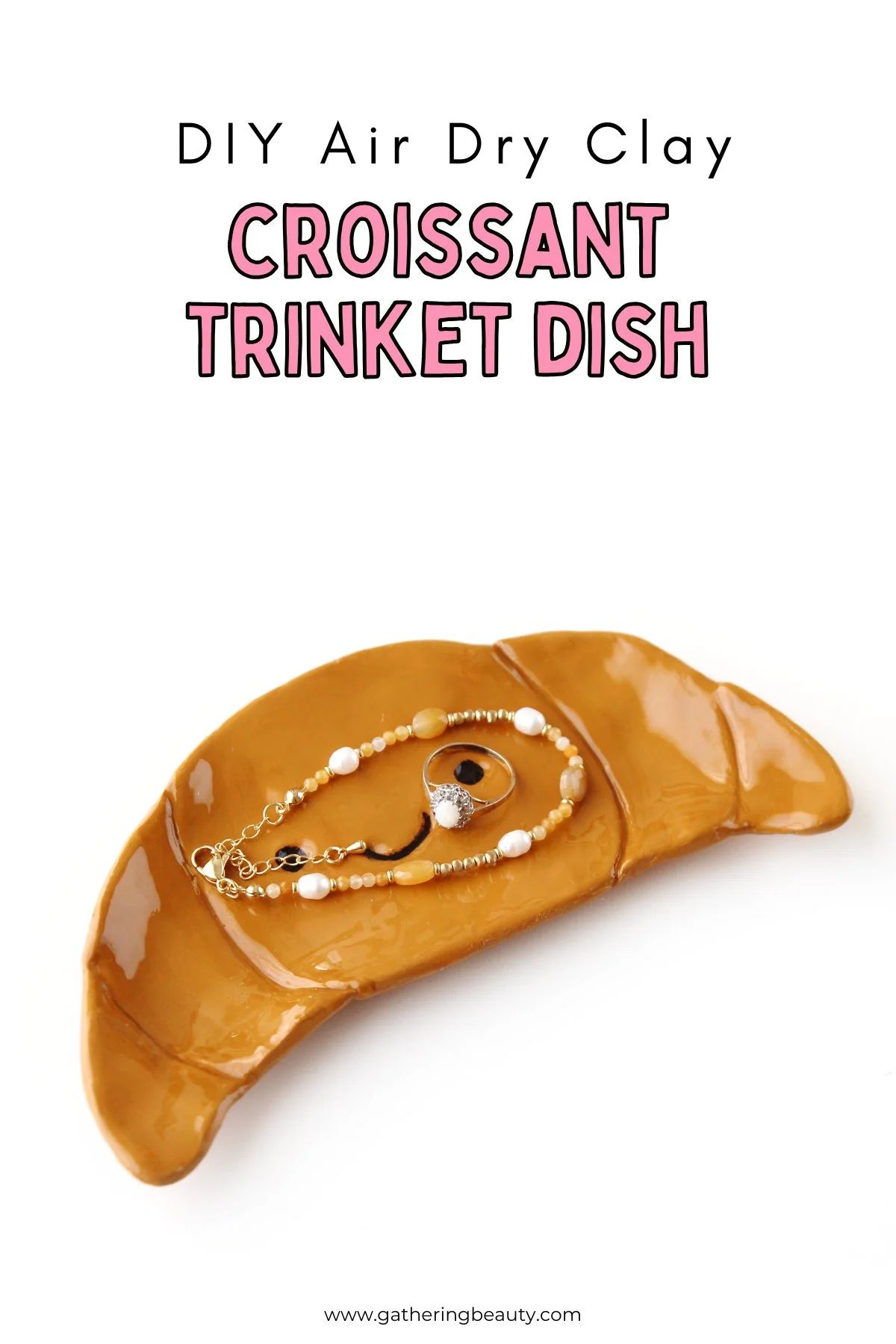 DIY Air Dry Clay Croissant Trinket Dish