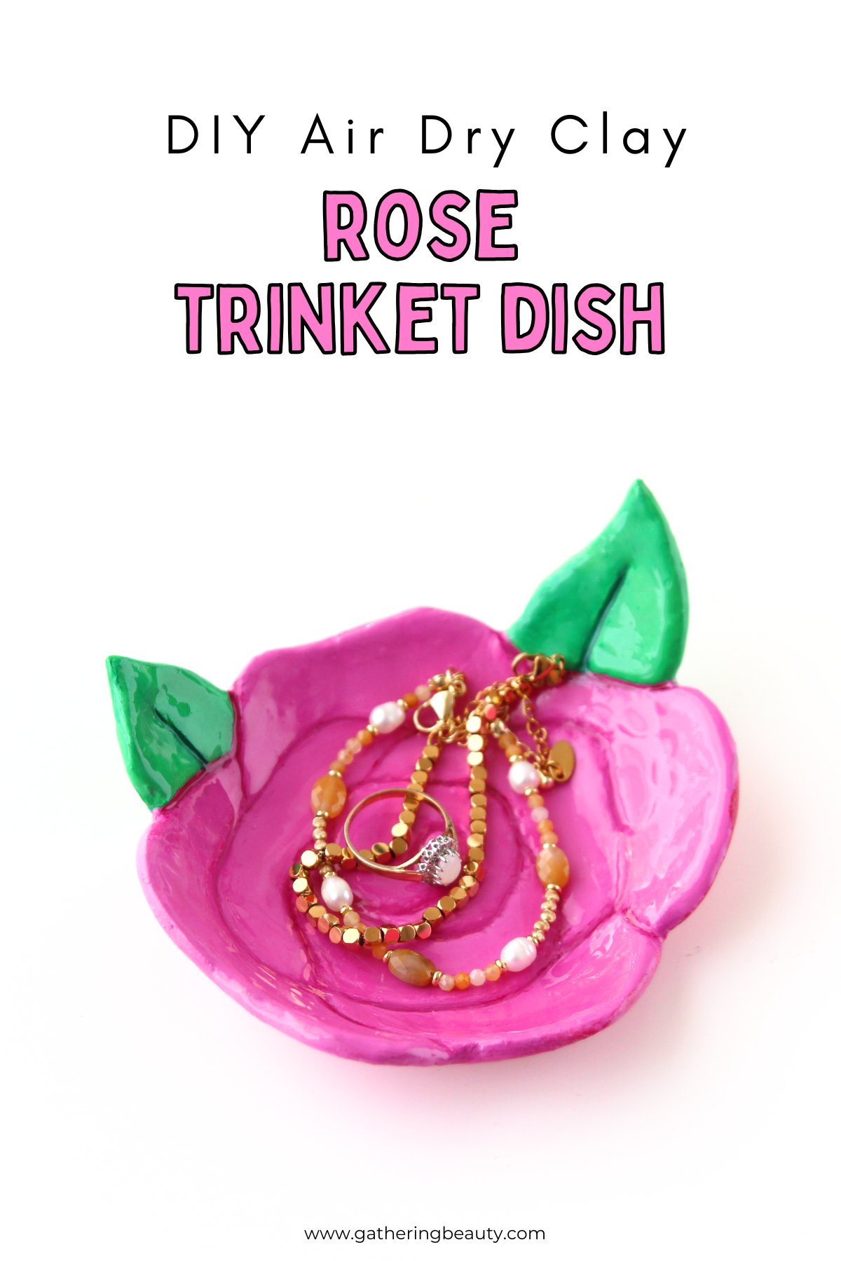 DIY Air Dry Clay Rose Trinket Dish