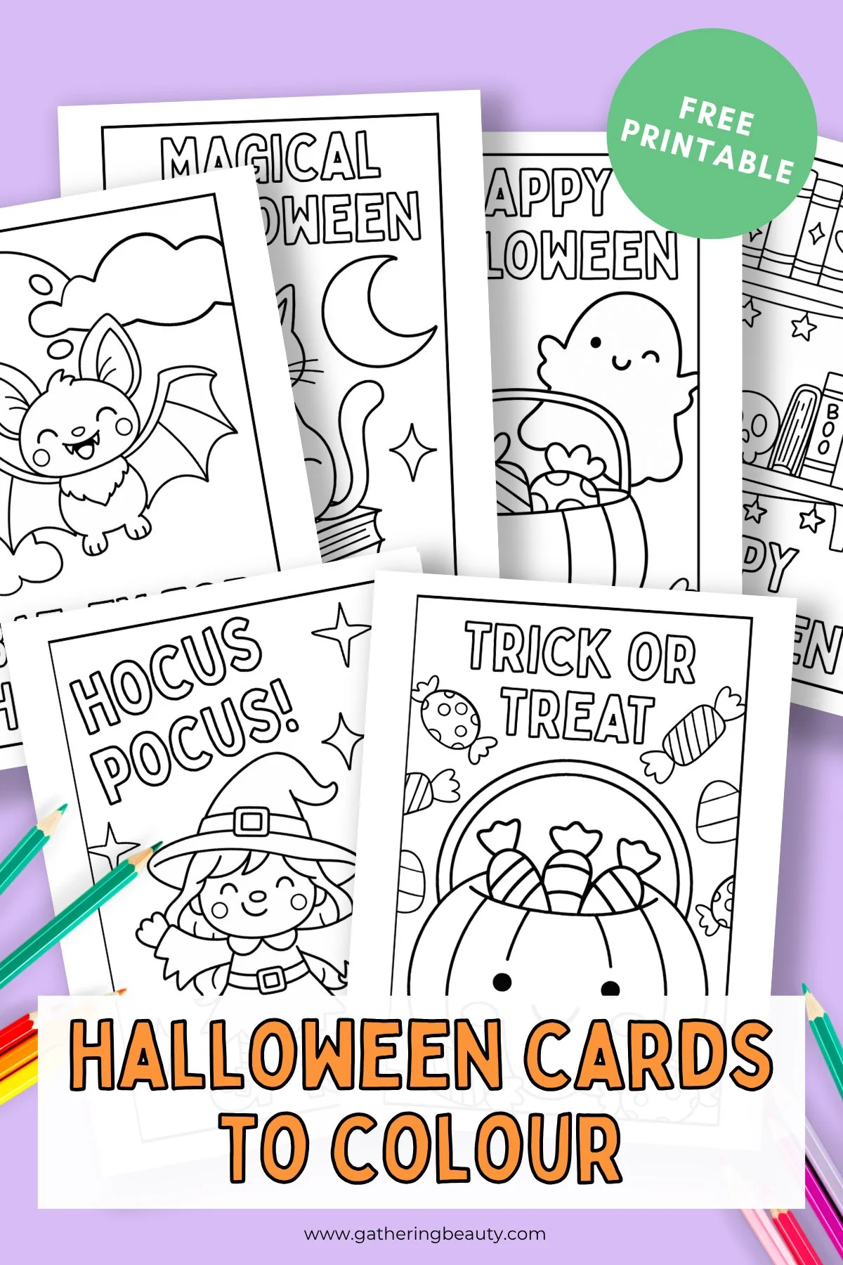 Free Printable Cute Halloween Cards To Colour