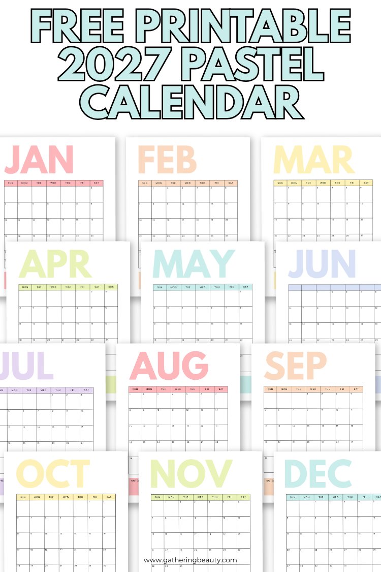 Free Printable Pastel Calendar 2027