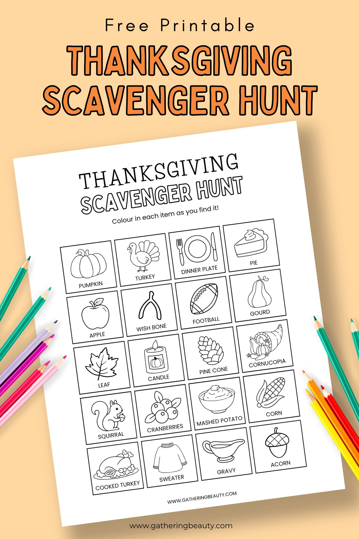 Free Printable Thanksgiving Scavenger Hunt