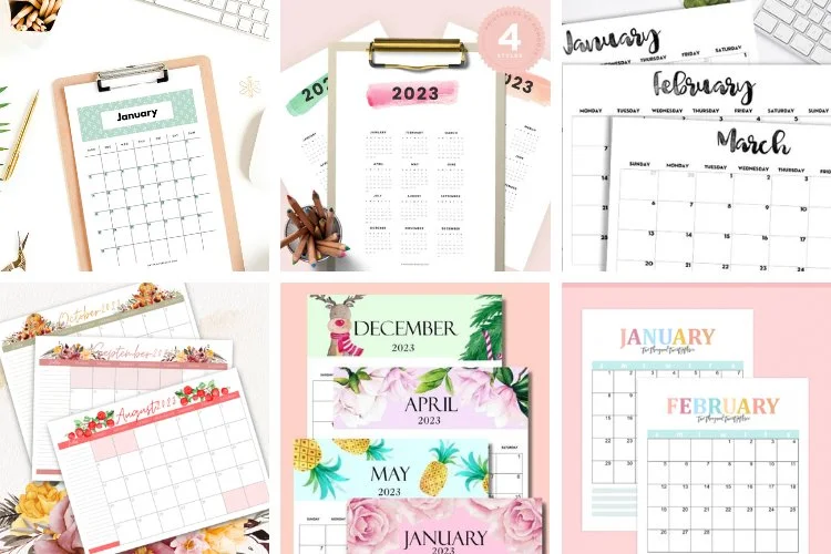 Printable 2023 calendars gathering beauty