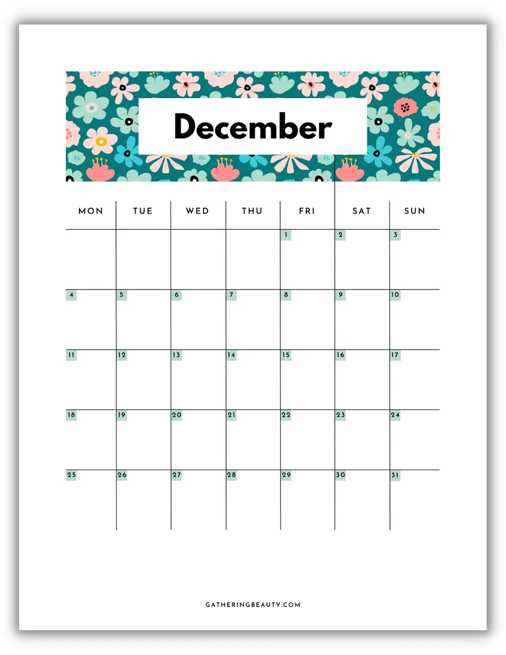 Printable Calendar 2023 — Gathering Beauty