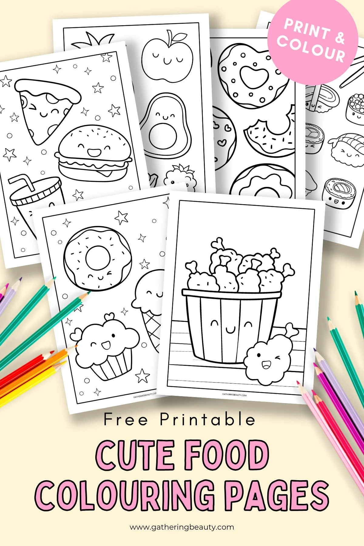 Free Printable Cute Food Colouring Pages — Gathering Beauty
