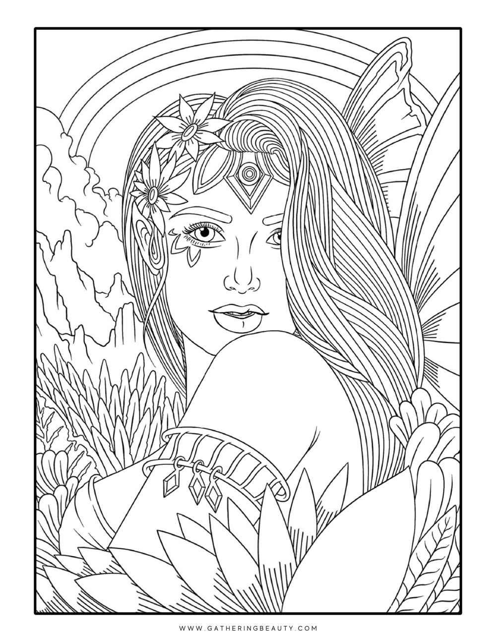 Free Printable Fairy Colouring Pages For Adults — Gathering Beauty