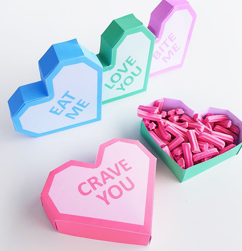 Conversation candy valentines heart box free template.