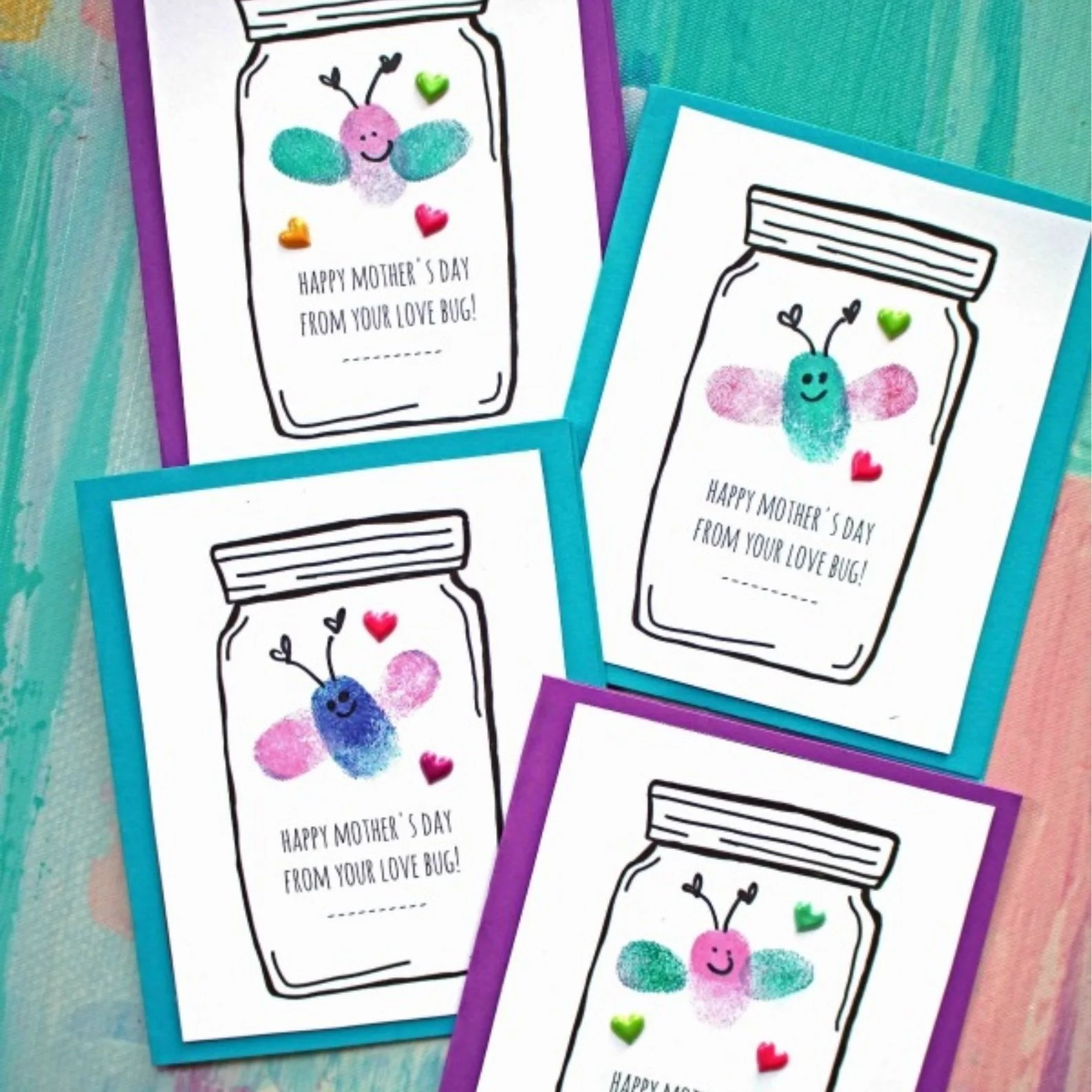 Thumbprint Mother’s Day Love Bug Cards