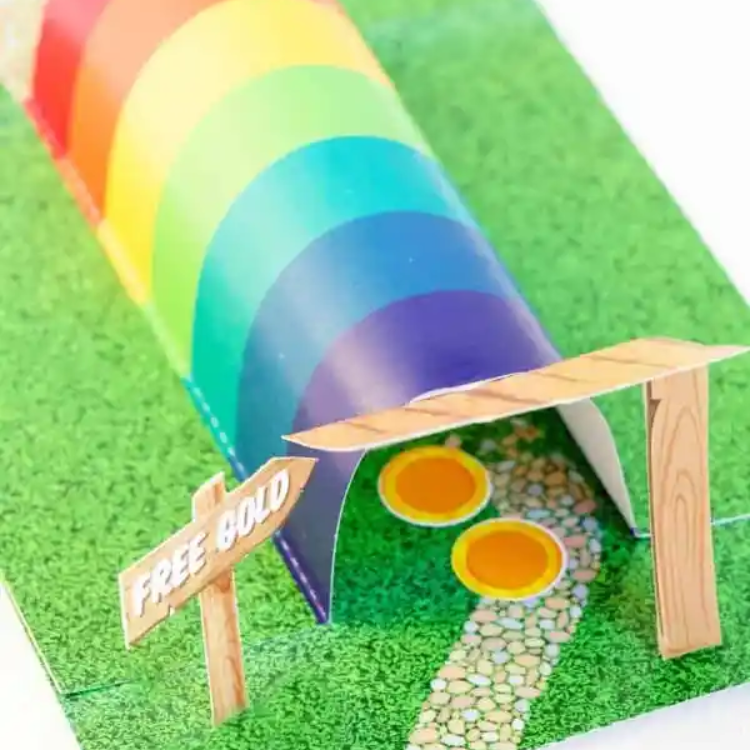 Rainbow tunnel printable leprechaun trap.