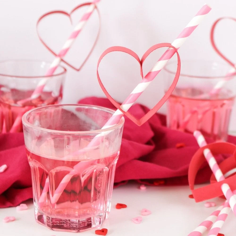 Valentine's Day Paper Heart Straws.