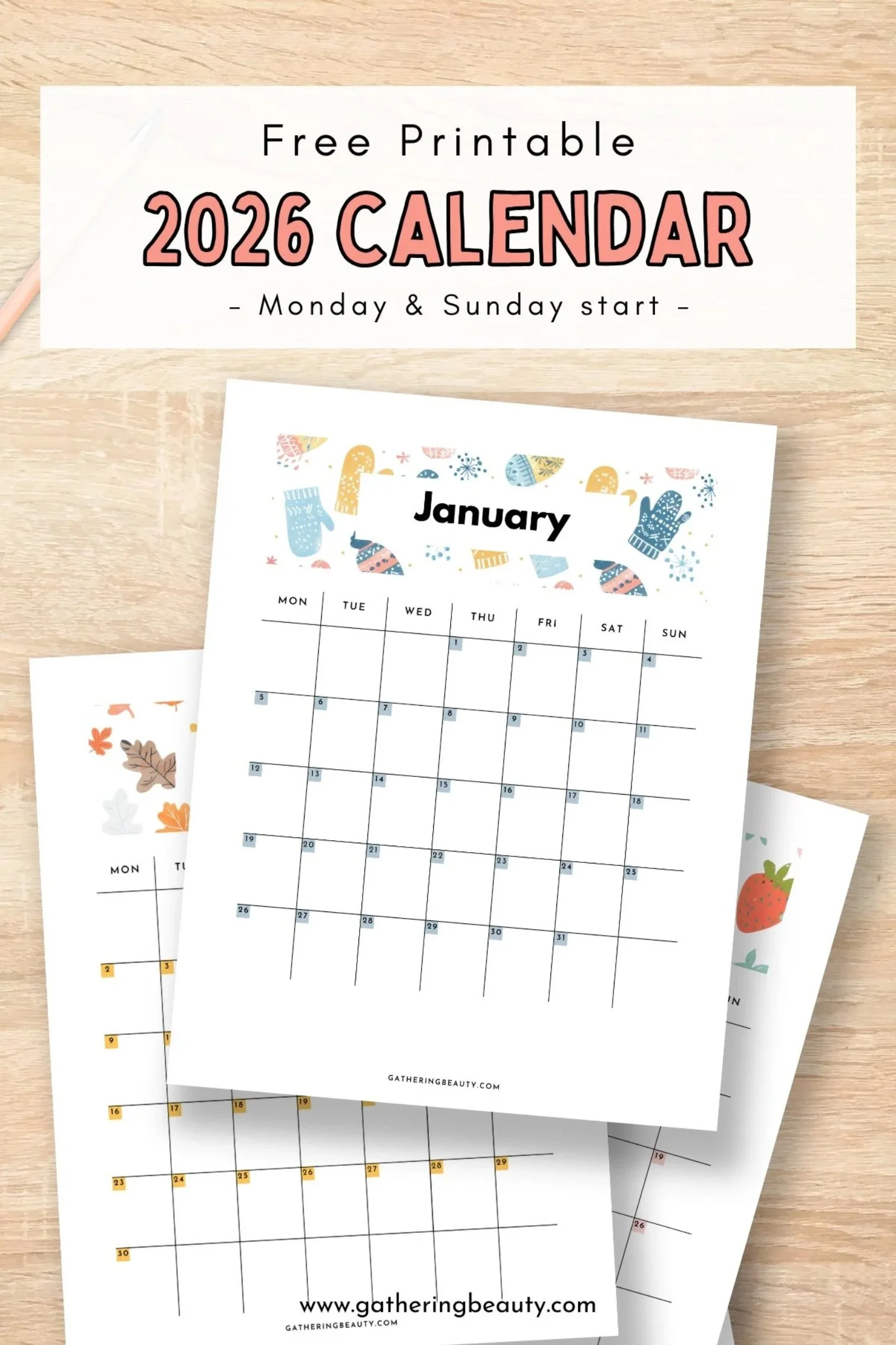Free Printable 2026 Calendars — Gathering Beauty